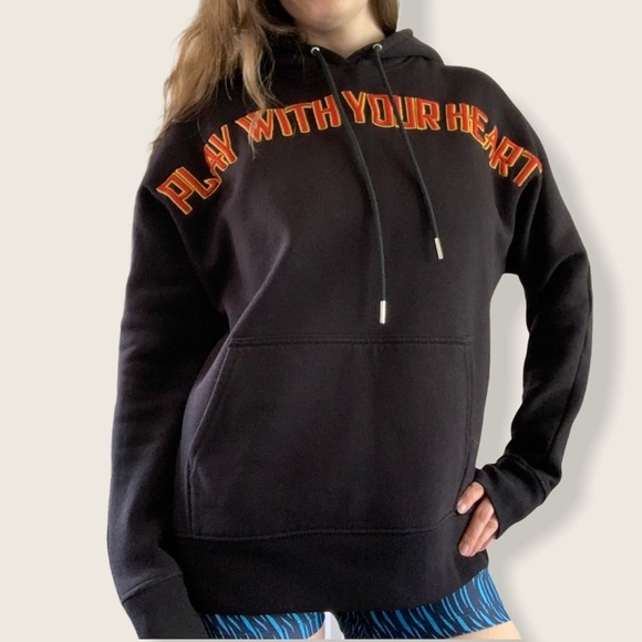 Sandro Paris “Play With Your Heart” Hoodie Black Spellout Graphic Embroidered - Picture 15 of 16